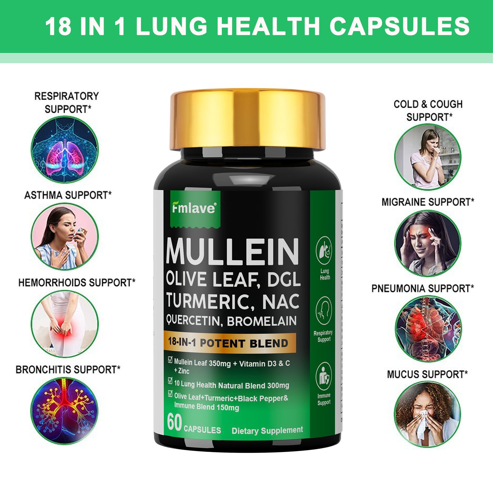2pc Mullein Lung Cleanse Herbal Lung Detox & Cleanse for Respiratory Lung Health