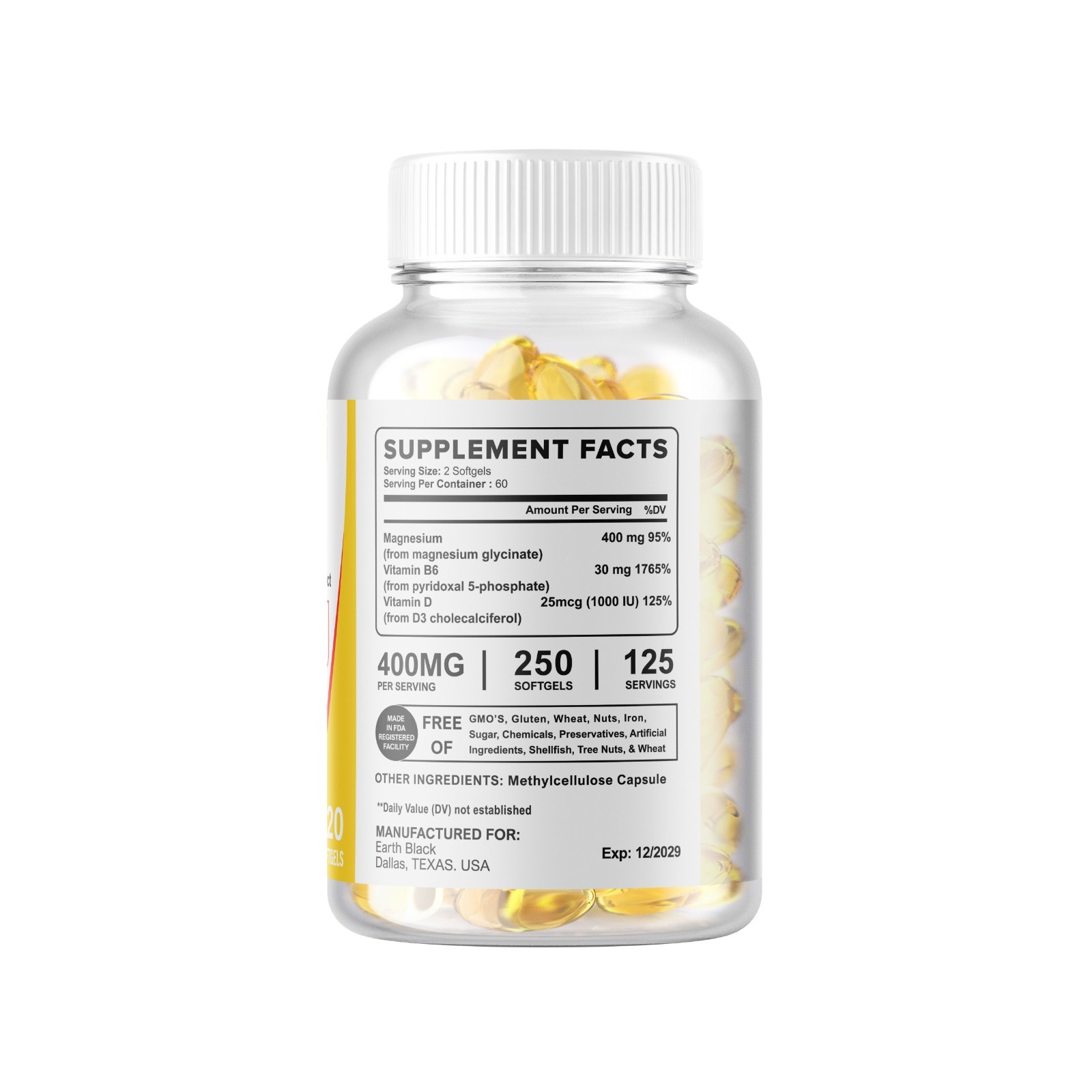 Magnesium Glycinate 400mg 240 Softgels For Sleep, Stress Relief Support Bone