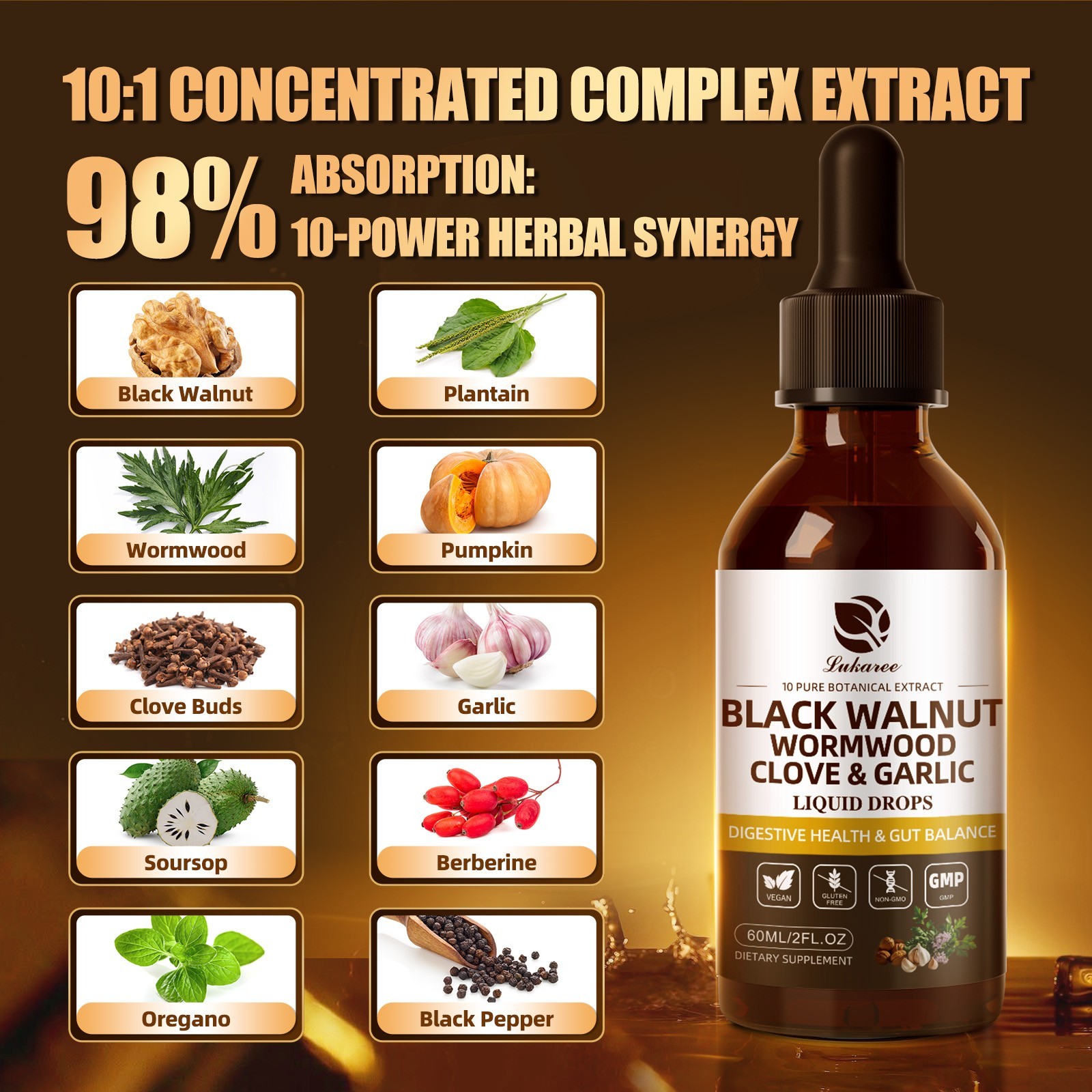 Parasite Cleanse Tincture/Extract-Wormwood, Black Walnut Hull, Clove 1oz