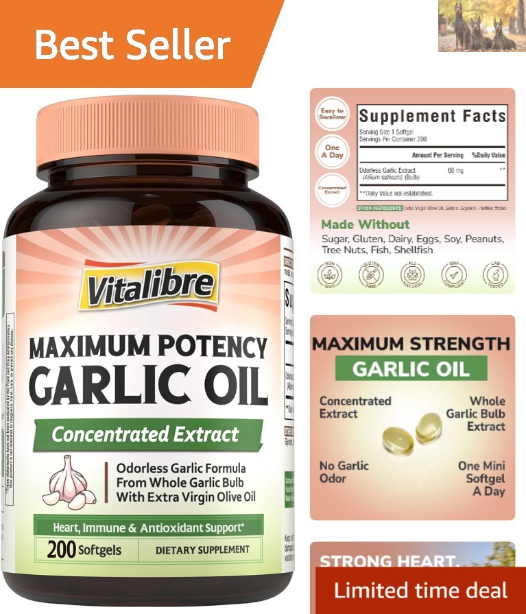 200 Odorless Garlic Oil Softgels – Maximum Potency, Immunity & Antioxidants