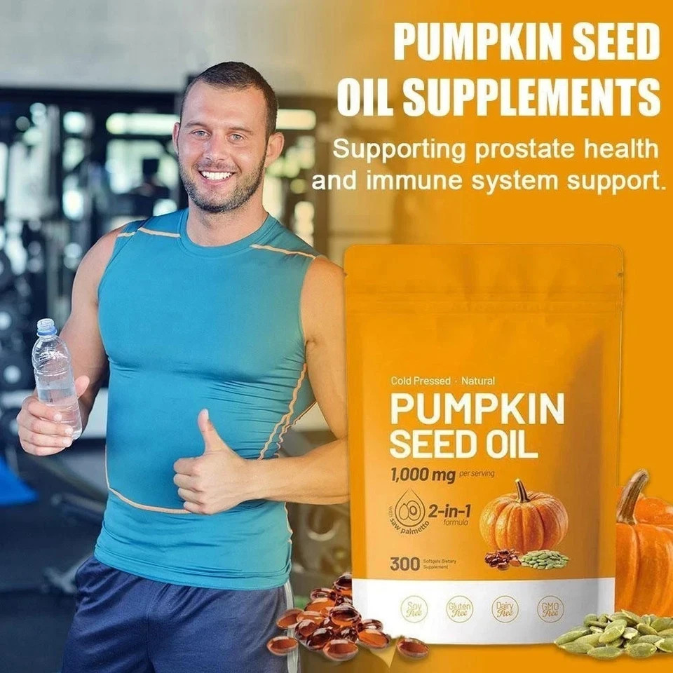 Pumpkin Seed Oil 1000mg with Saw Palmetto 300-Softgels.NEW