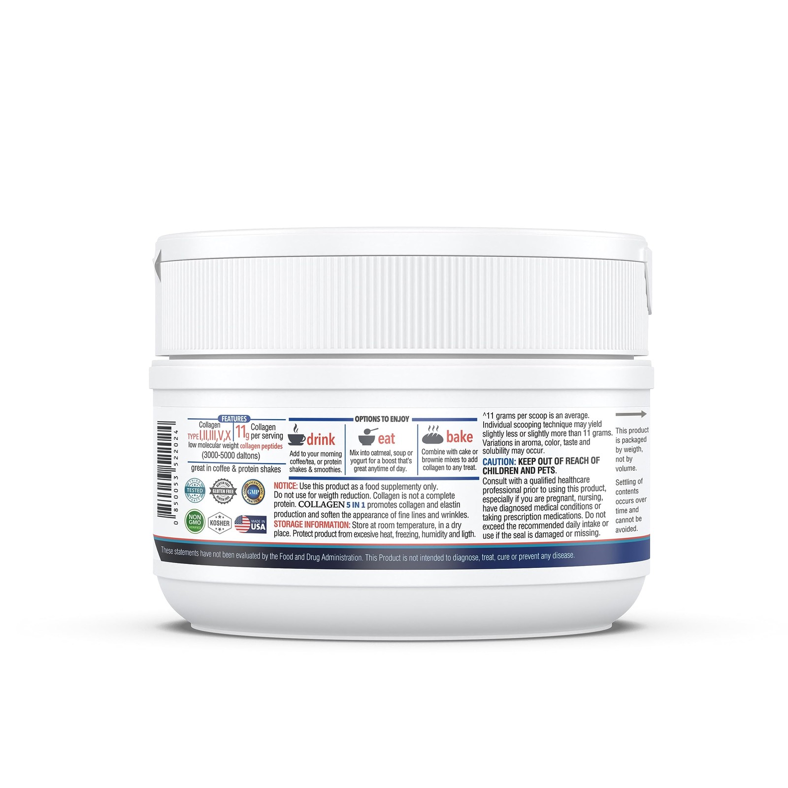 Collagen Peptides Powder, 5 in 1 11.6 Ounce (Pack of 1)
