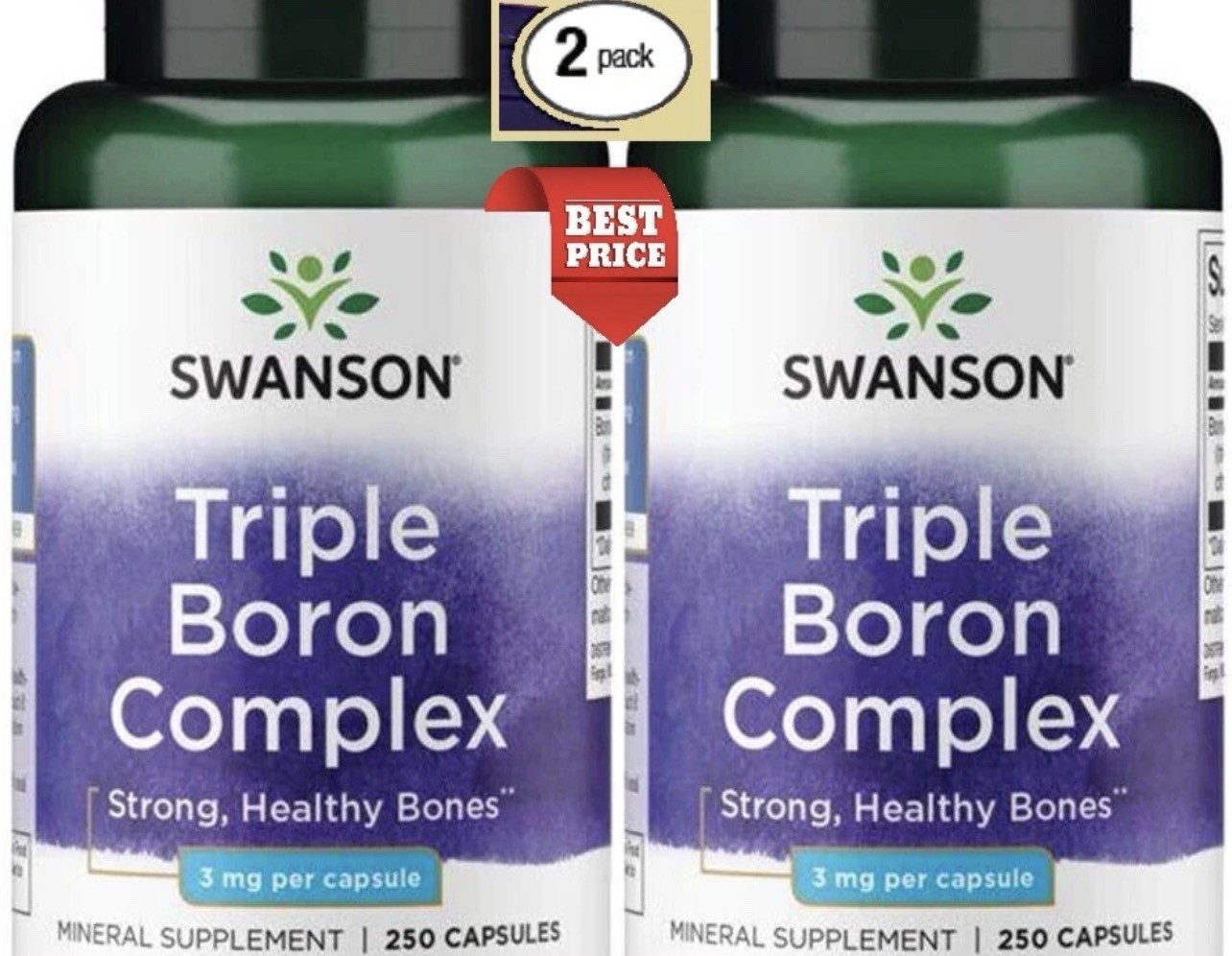 TWO BOTTLES Swanson Triple Boron Complex 3mg 250 Capsules Mineral Supplement
