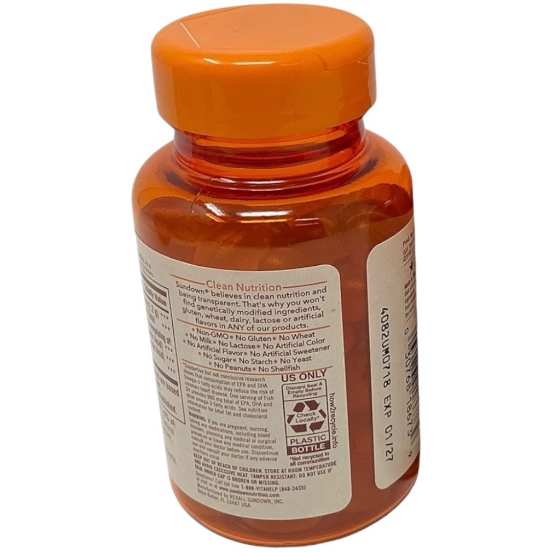 Sundown Odorless Fish Oil, 1290mg, Omega 3 Dietary Supplement, Supports Heart