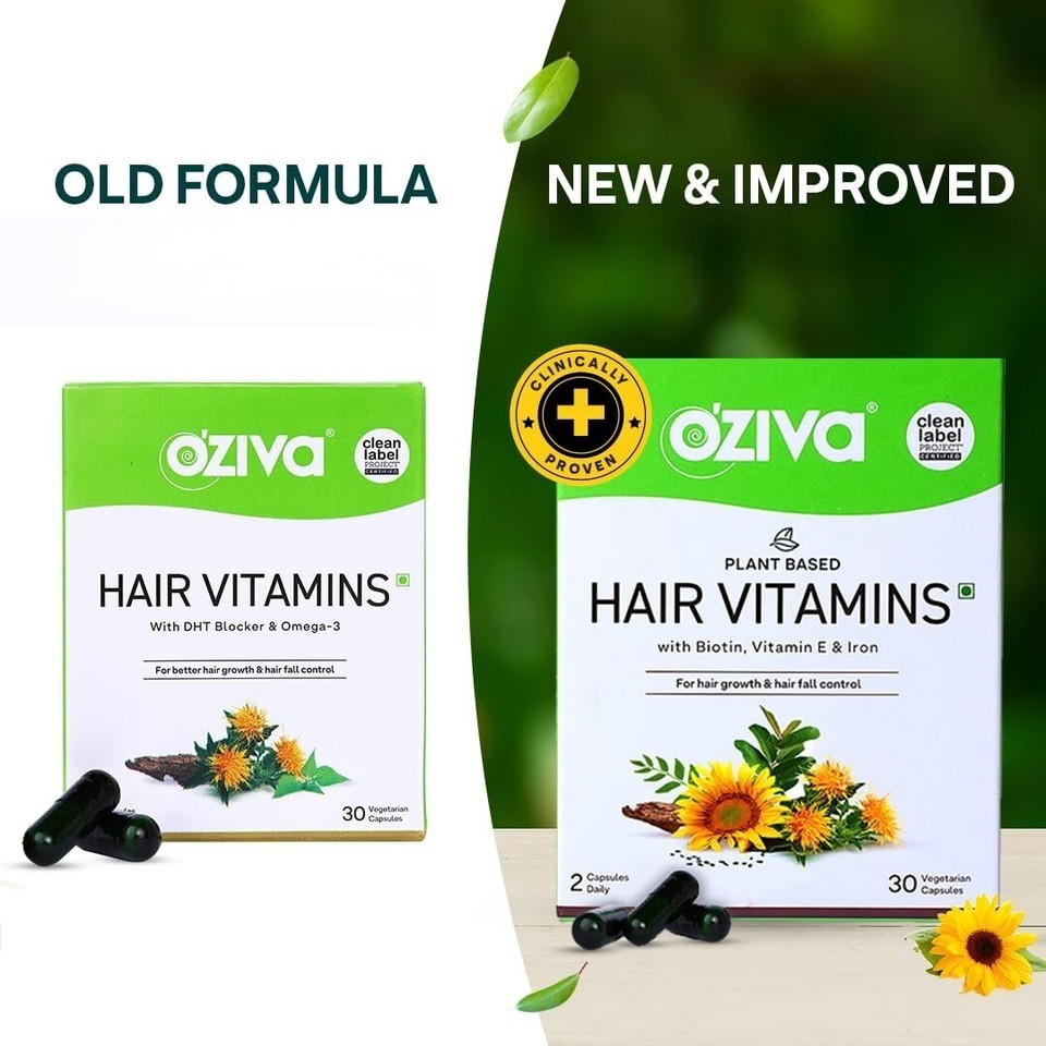 OZiva Hair Vitamins Capsules for Hair Fall Control & Hair Growth – 30 Caps