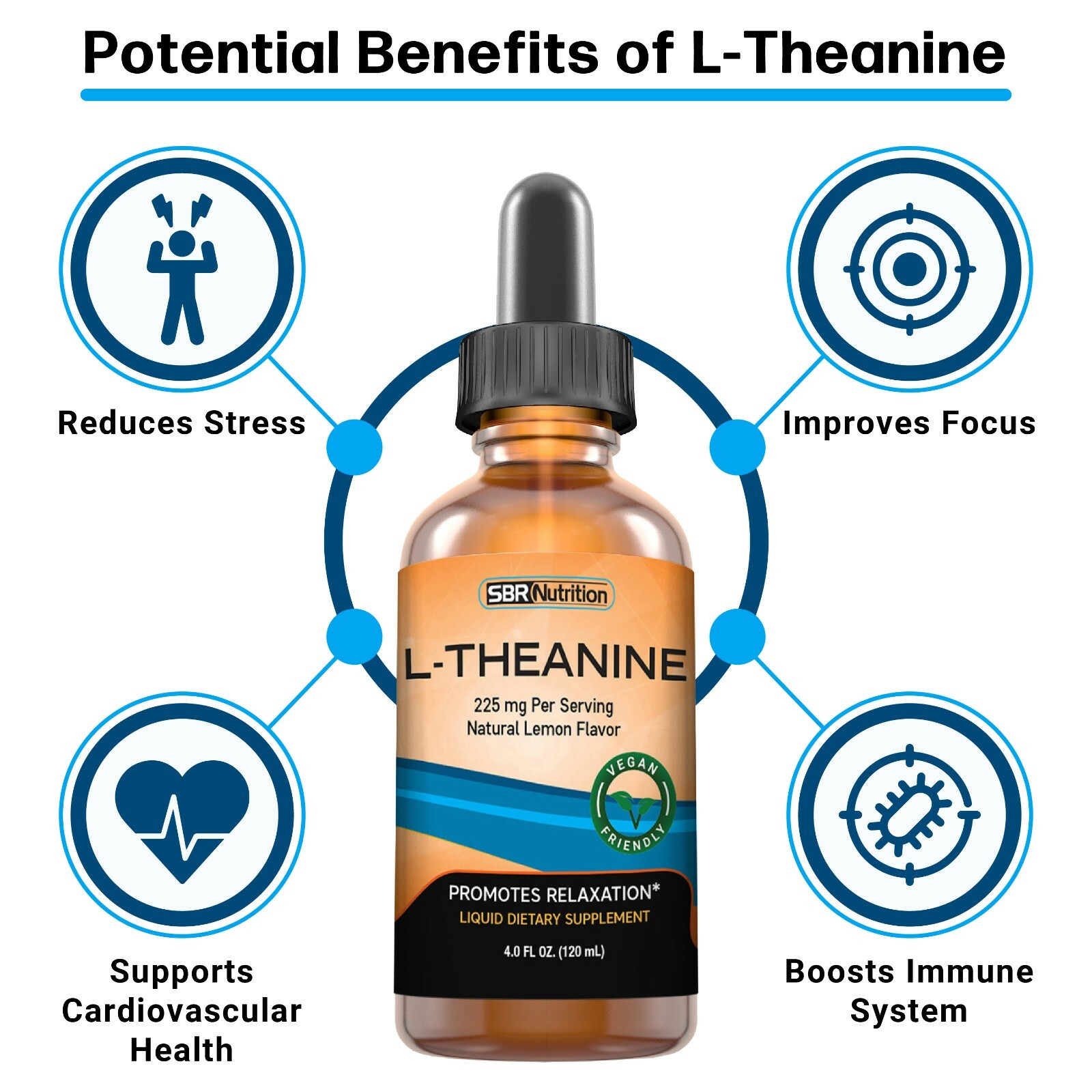 MAX ABSORPTION Liquid L-Theanine 225 mg Per Serving 4 fl oz 60 Servings Vegan
