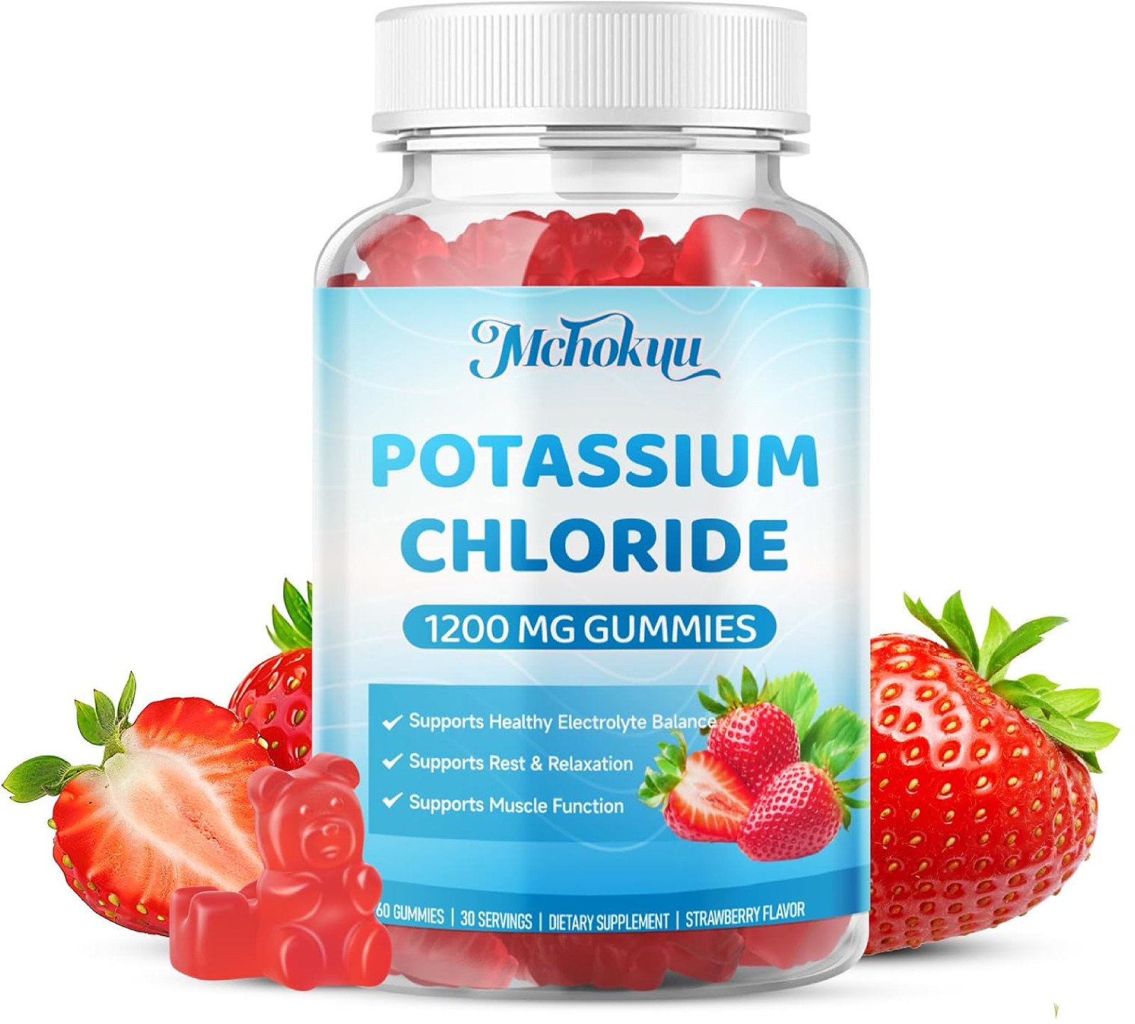 Potassium Chloride Gummies 1200mg for Adults & Kids | Sugar-Free Potassium Suppl