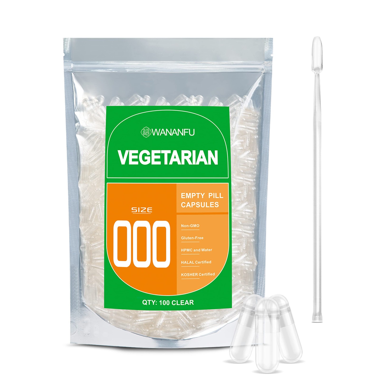 Size 000 Empty Capsules Vegetarian (100 Count) Bundle with Micro Lab Spoon, C…