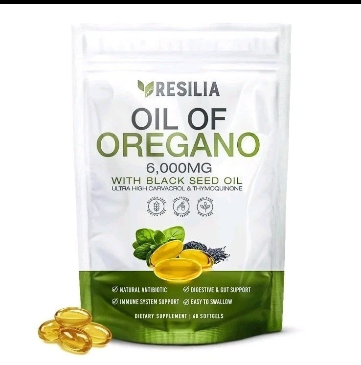 Resilia Oil of Oregano 6000mg with Black Seed Oil Softgels – 60 Capsules