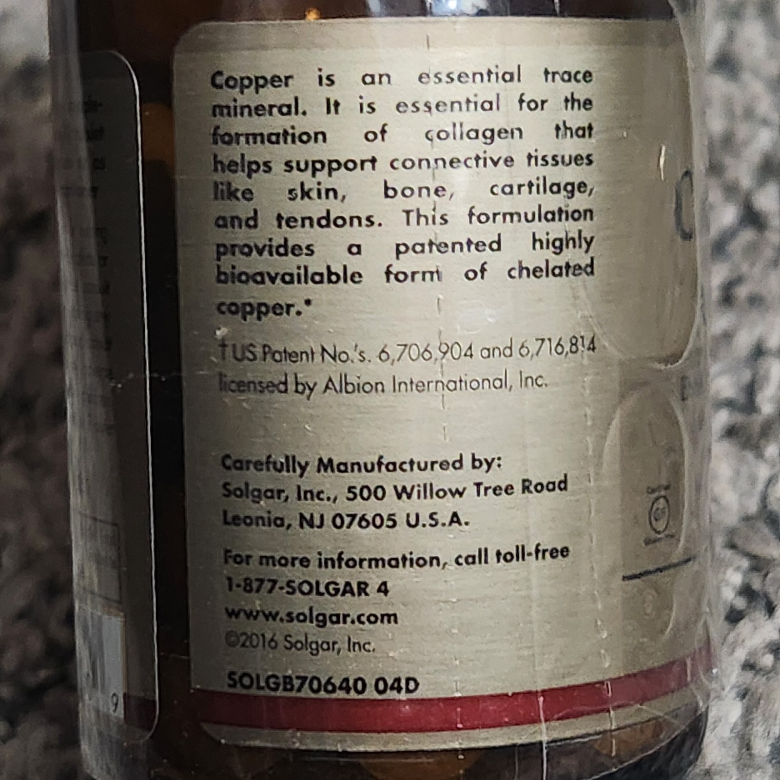 Solgar Chelated Copper 100 Tablets Exp. 2028