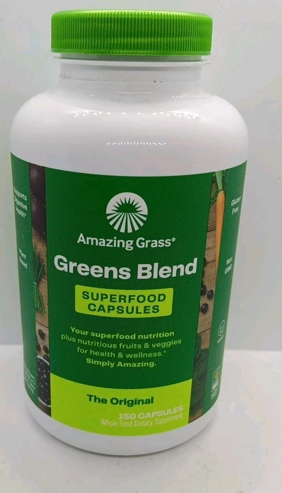 Amazing Grass Greens Blend Superfood 150 Count (Pack of 1) 150 Capsules EXP 7/26