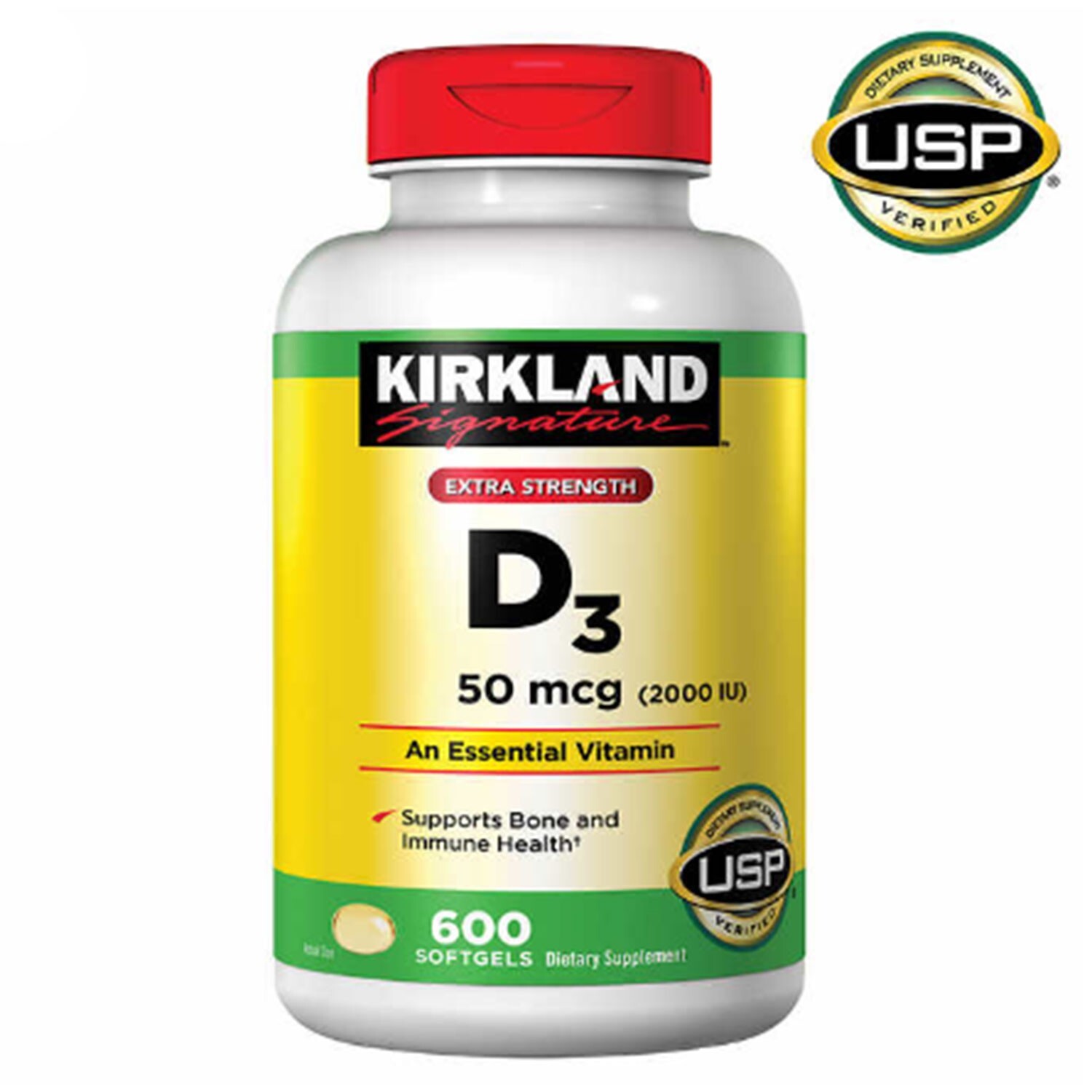 Kirkland Signature Extra Strength D3 50 mcg (2000iu) 600 Softgels Exp. 07/26