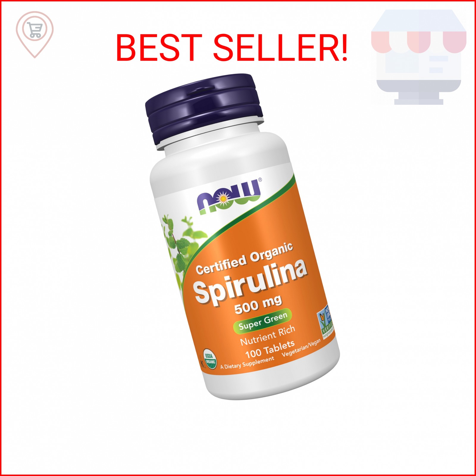NOW Supplements, Organic Spirulina 500 mg with Vitamins, Minerals and GLA (Gamma
