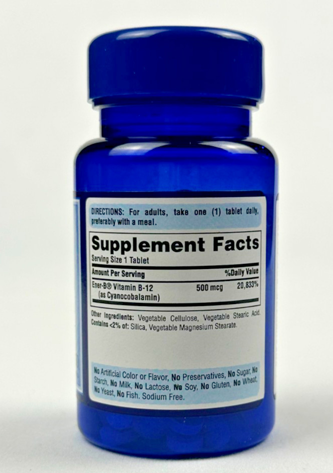 Puritan’s Pride Vitamin B-12 500 mcg 250 Tablets Vegetarian Exp 06/27