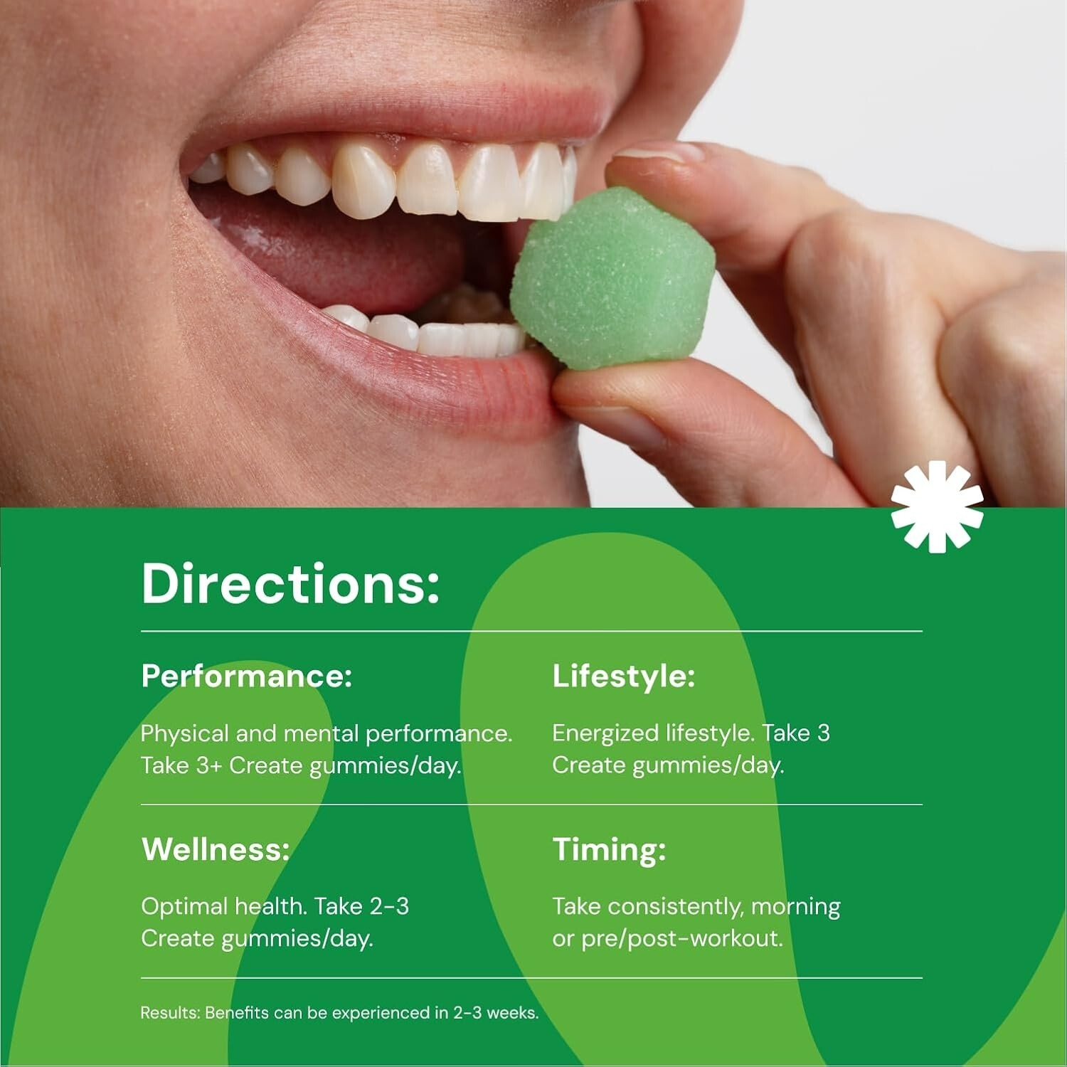 Creatine Monohydrate Gummies for Men & Women – (Sour Green Apple, 90 ct)