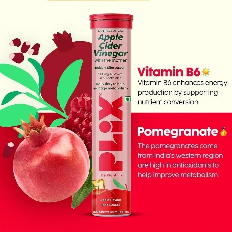 PLIX THE PLANT FIX Apple Cider Vinegar Tablet weight loss Pack 4 ( Apple )