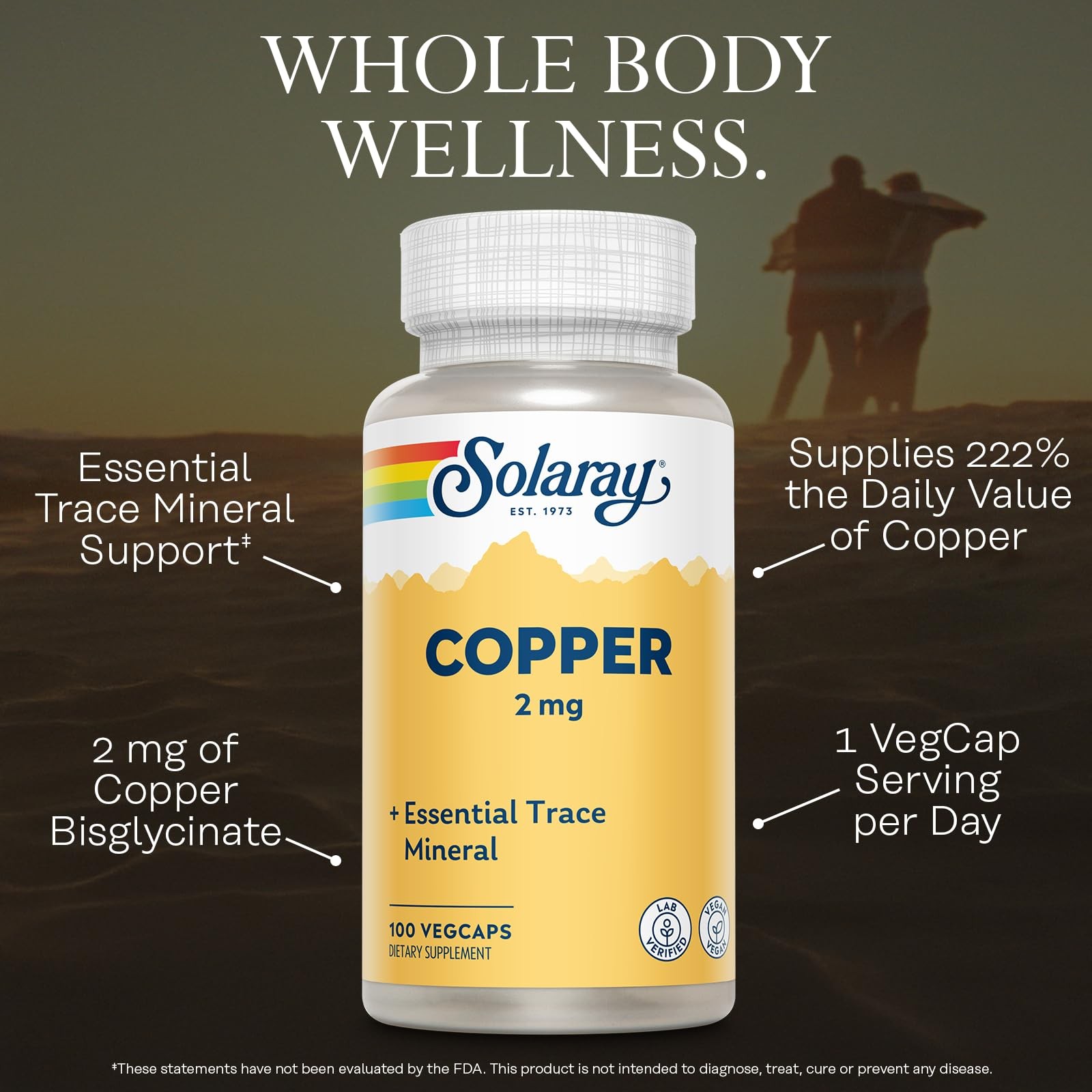 Solaray Copper 2mg – Chelated Copper Supplements for Women and Men,…