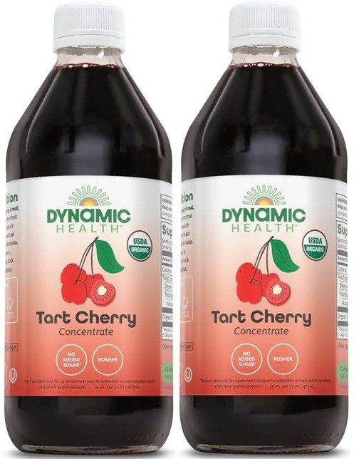2 PACK – Dynamic Health Organic Tart Cherry Juice Concentrate 16 fl oz (glass)