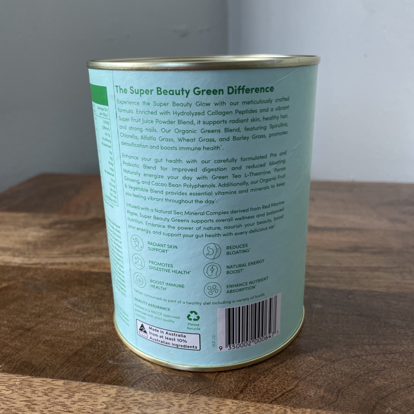 The Collagen Company Super Beauty Greens Powder Strawberry Kiwi 28 Servings
