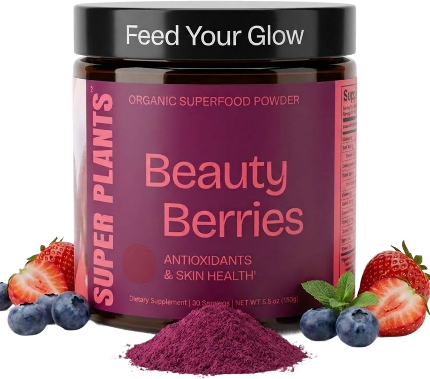 Organic Beauty Berries Superfood Powder for Skin Health Acai Maqui Aronia Chia