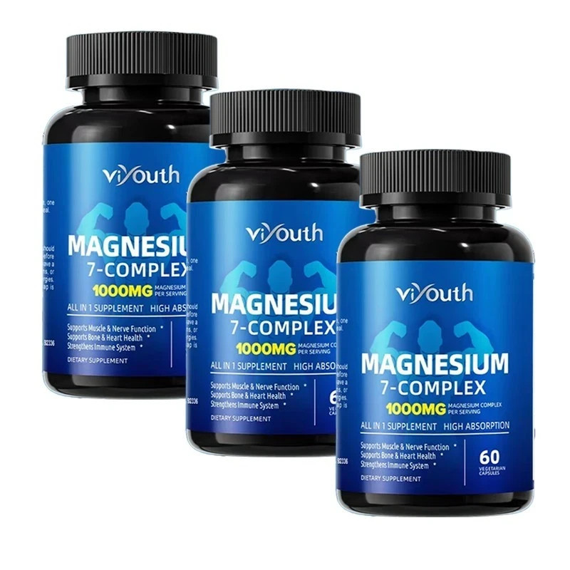 3PCS Viyouth Magnesium 7 Complex Capsules 60 Count Sleep Relief Bone Health