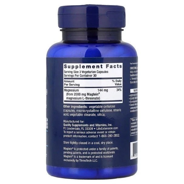 3 PACK Neuro-Mag Magnesium L-Threonate from 2000 mg Magtein – Life Extension US