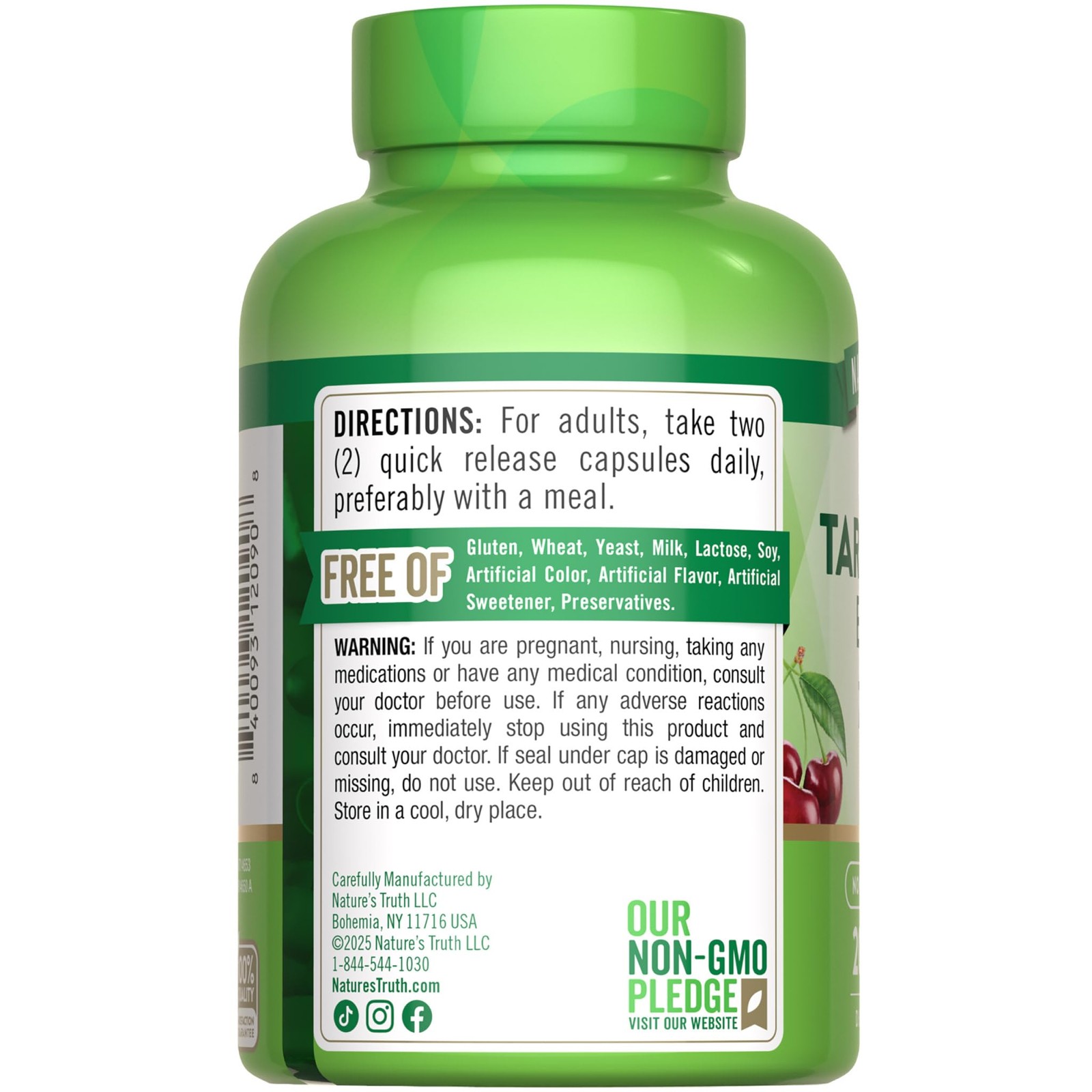 Tart Cherry Extract Capsules 200 Count Non-GMO Gluten Free – Quick Release