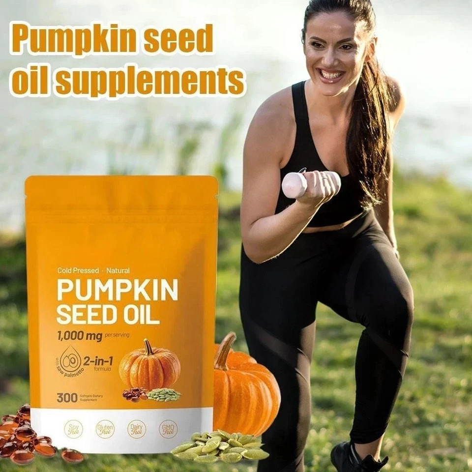 Pumpkin Seed Oil 1000mg with Saw Palmetto 300-Softgels.NEW