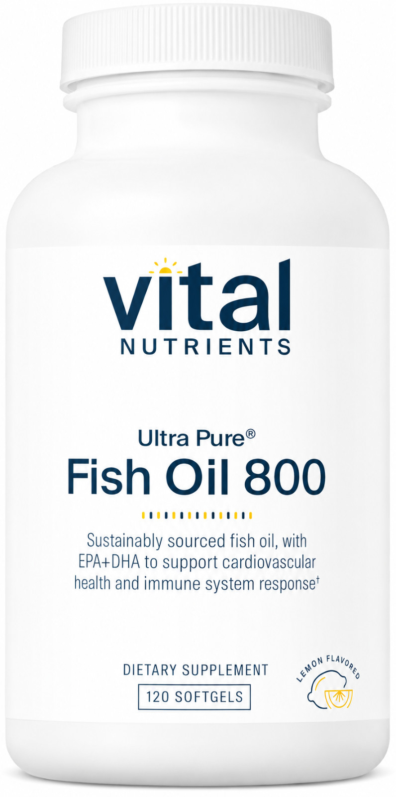 Vital Nutrients Ultra Pure Fish Oil 800 Lemon Flavor 120 Softgels