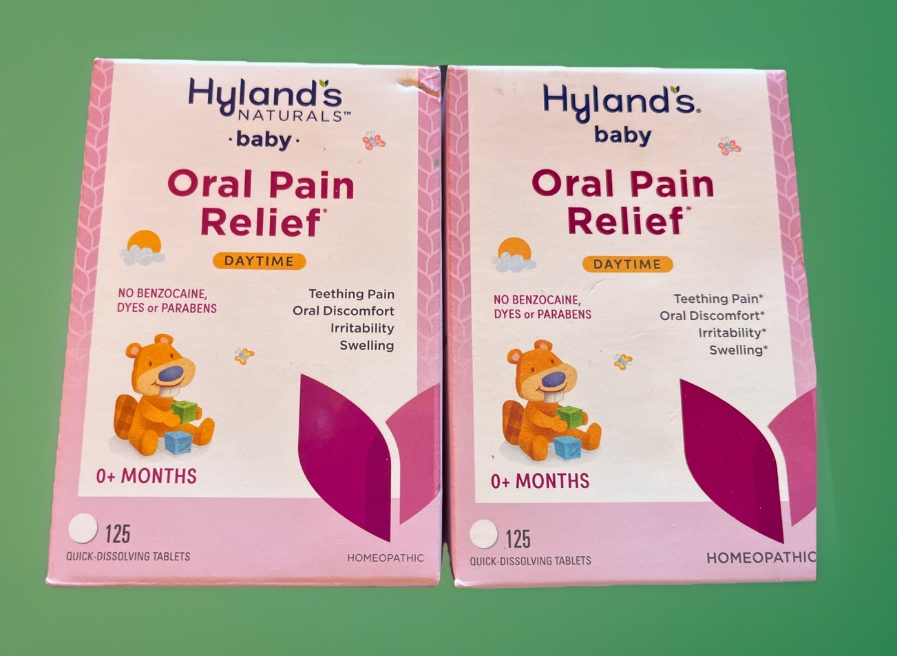 2X Hyland’s Naturals Baby Oral Pain Relief DayTime 125 Dissolving Tabs Exp 5/26+
