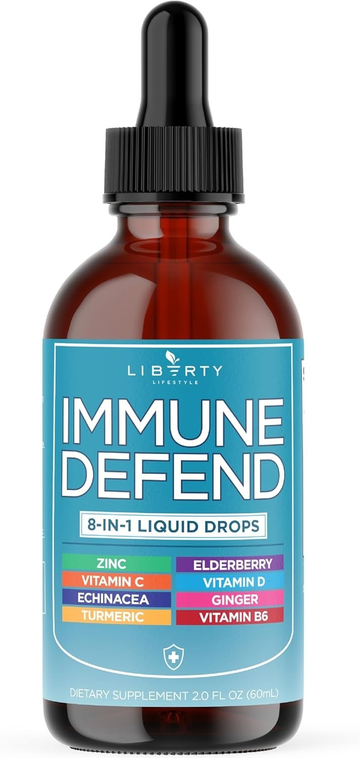 Immune Support Liquid Supplement Elderberry Turmeric Curcumin Echinacea Zinc
