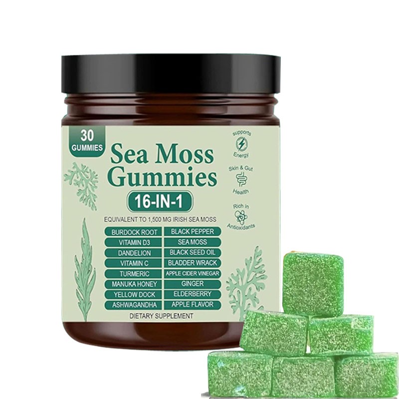 Enhanced 16 in 1 Organic Sea Moss Gummy | Irishmoss Extract 6000Mg | Green Apple