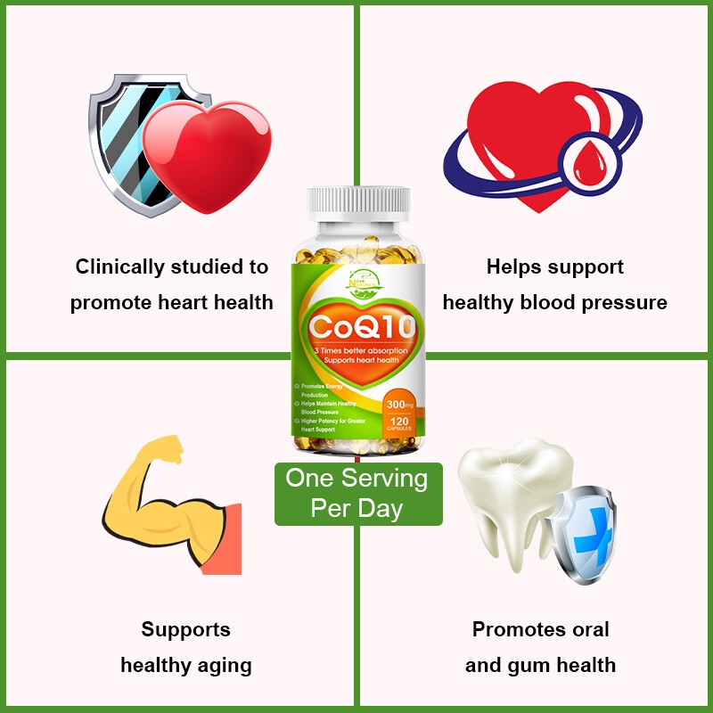 CoQ 10 Coenzyme Q10 300mg Cardiovascular Support For Heart Health 120*1/2/4 Caps
