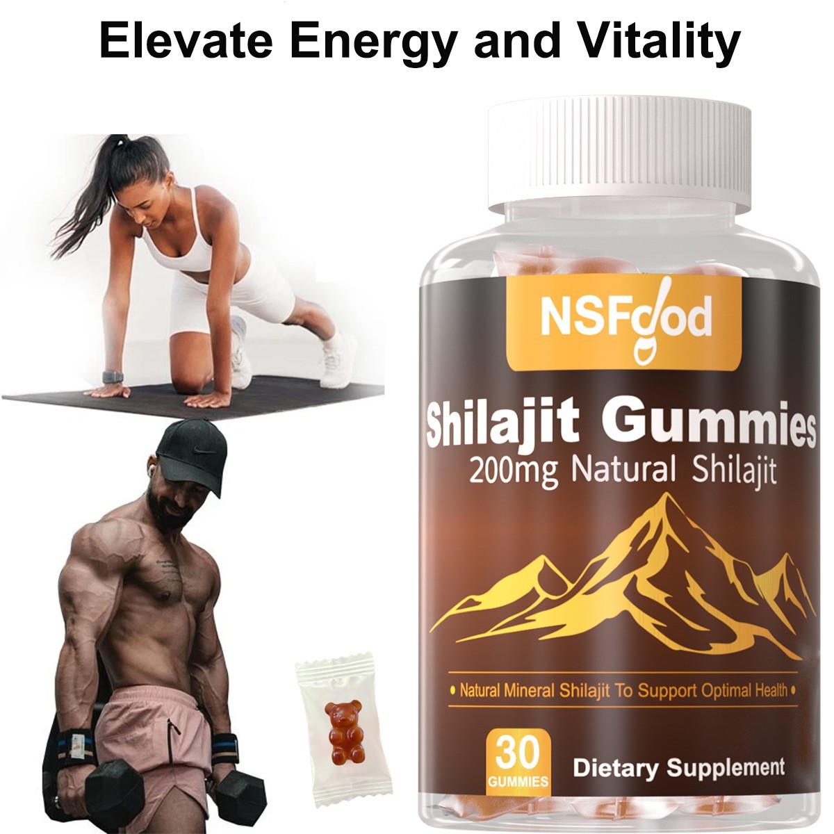 Shilajit Gummies Gold No Added Sugar Pure Himalayan Shilajit Fulvic Acid 200 mg