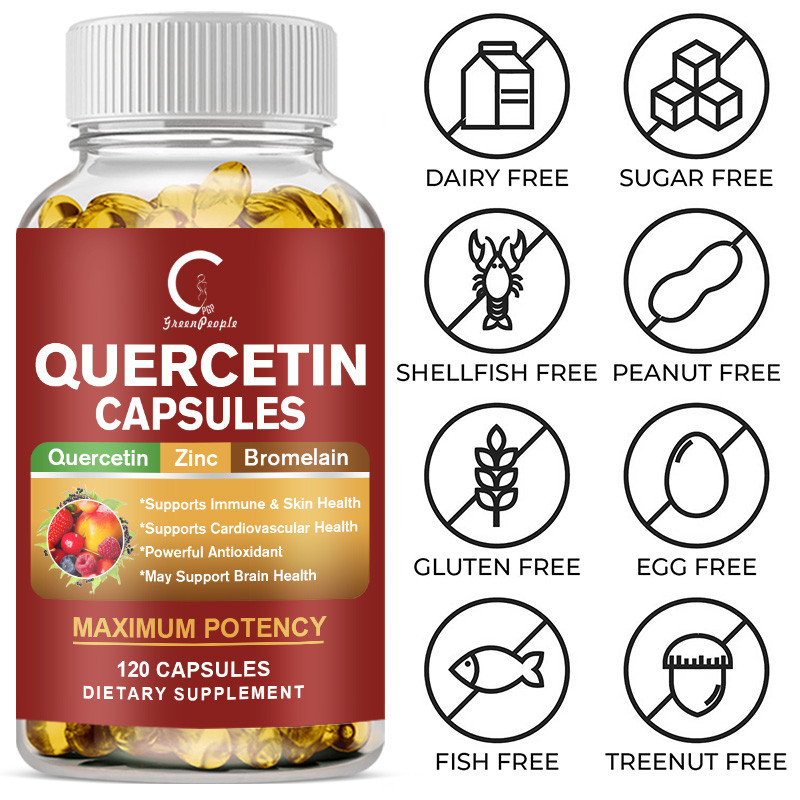 Quercetin with Bromelain & Zinc 1000mg per Serving, 120 Vegetarian Capsules