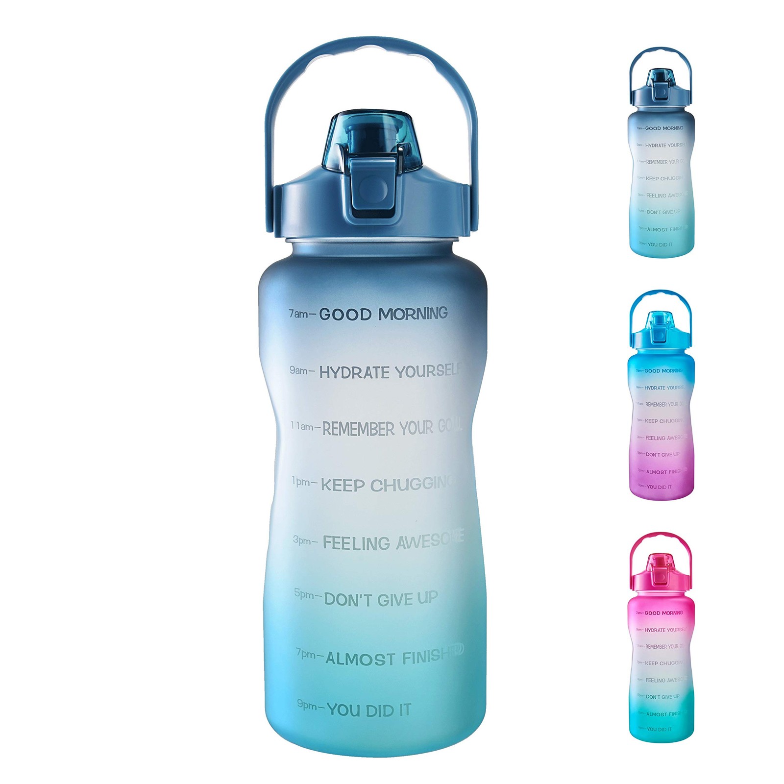 EYQ 64oz Leakproof Drinking Water Bottles, 64 Ounces, Navy/Green Gradient