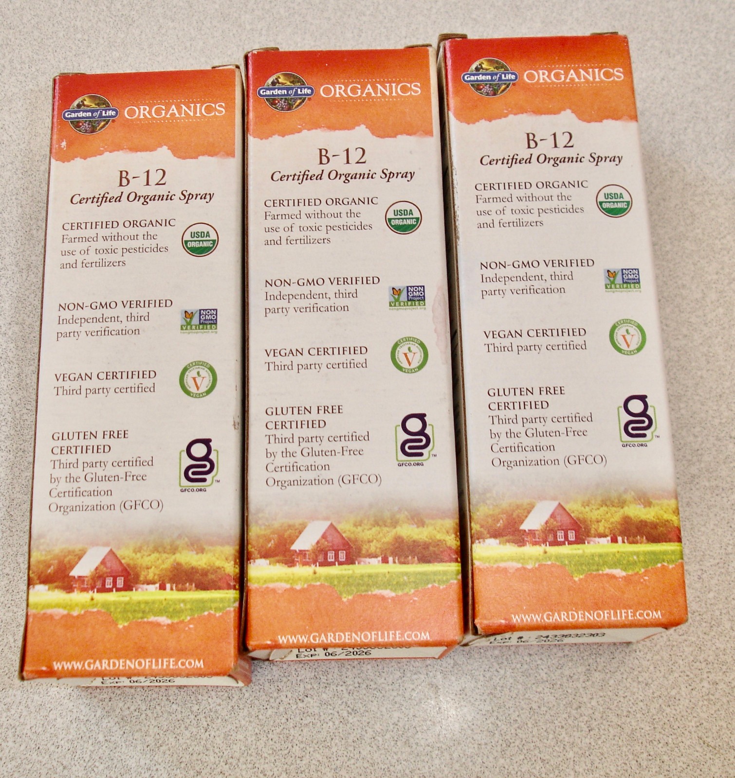 Lot of 3 Garden Of Life VITAMIN B-12 SPRAY 2 fl oz ( Raspberry 06/26