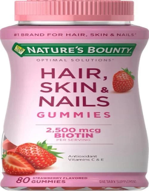 Cabello, Piel Y Unas Con Biotina Y Colageno, 80 Vitaminas En Gomitas, Fresa