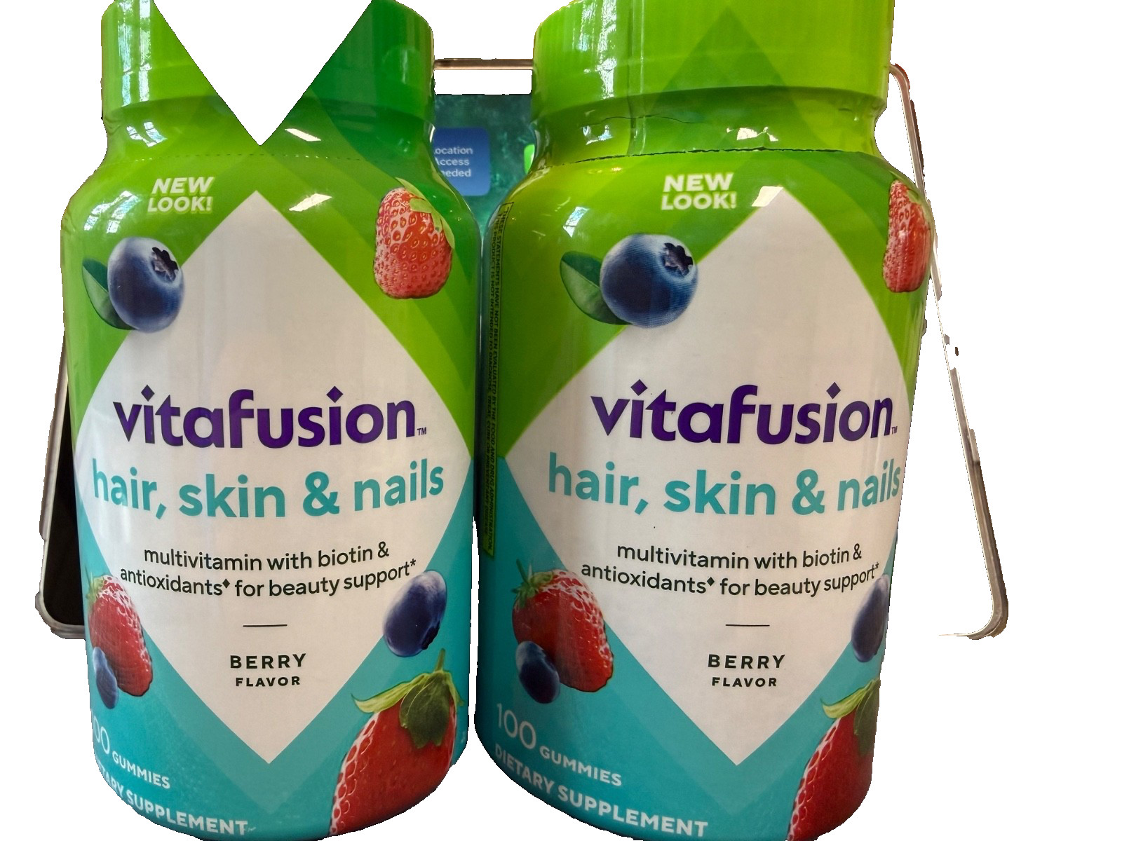 NEW 2 – 100ct Vitafusion Hair Skin Nails Berry Gummy Vitamins EXP : 03/2026