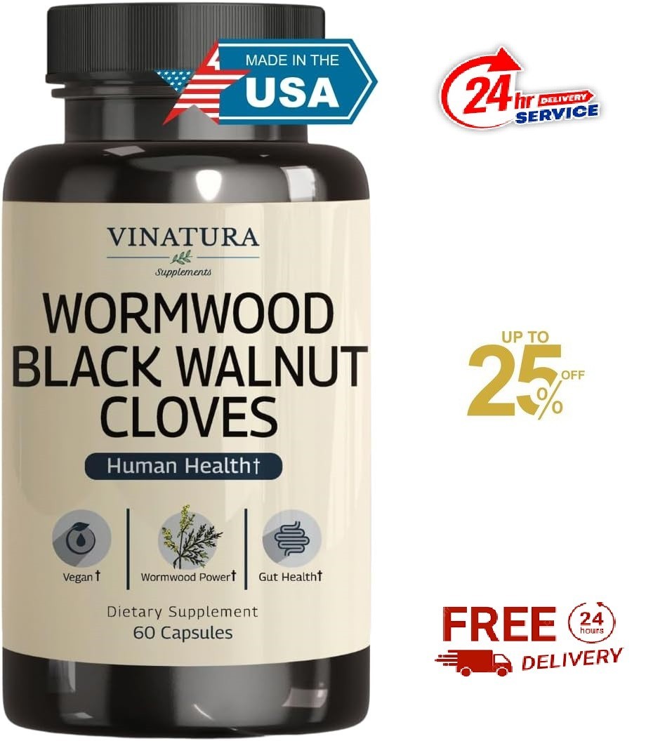 VINATURA Wormwood Black Walnut Clove Capsules – Cleanse, Detox, Intestinal G…