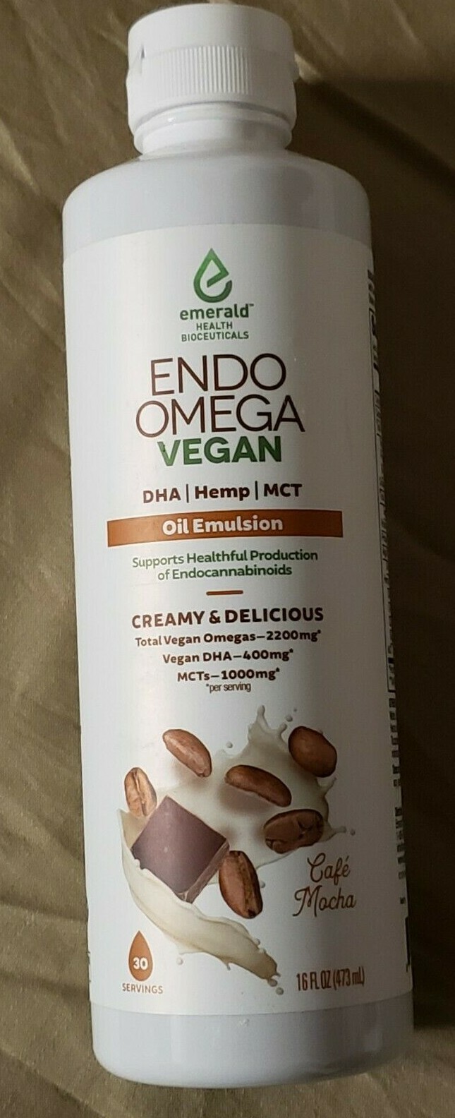 Emerald Health – ENDO OMEGA Vegan – 16 Fl oz Oil Emulsion – Cafe Mocha – 11/2024