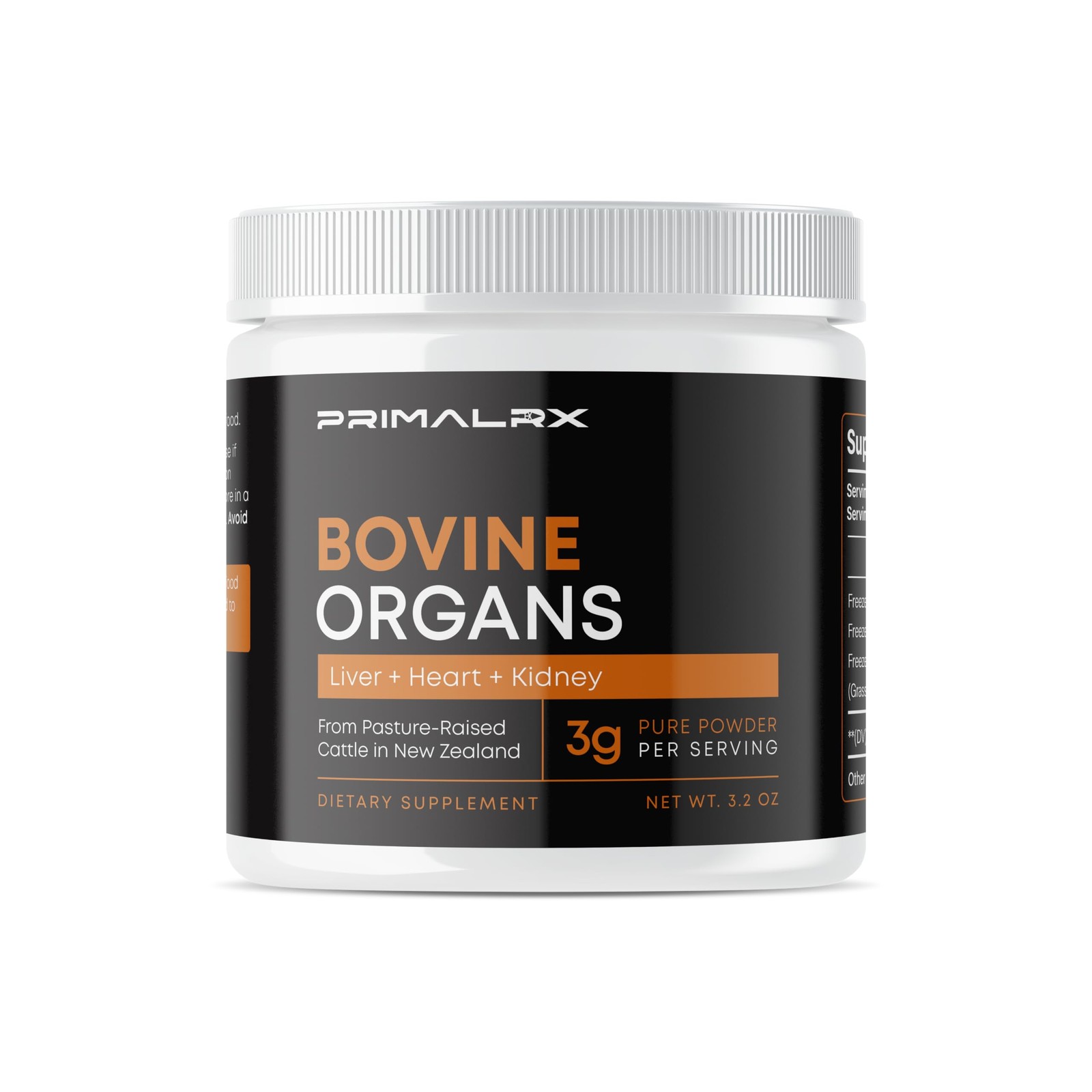 PRIMALRX Bovine Organ Powder: GrassFed Beef 3.2 Ounce (Pack of 1)