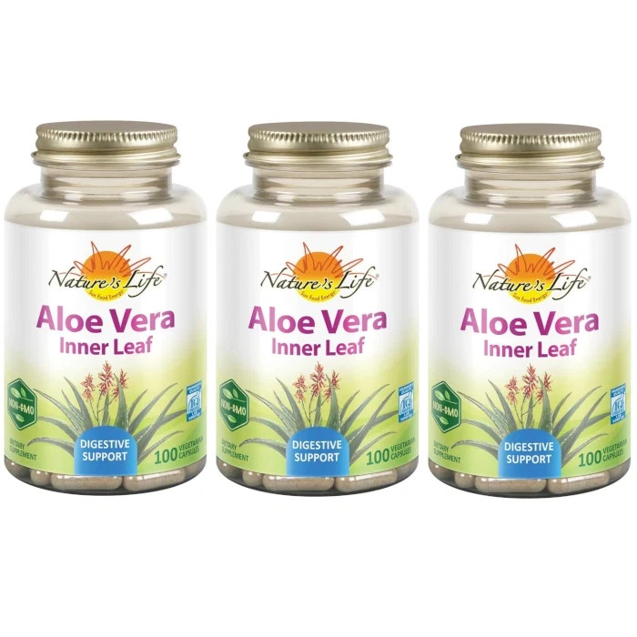 Nature’s Life Aloe Vera Inner Leaf 100 Veg Capsules Each (Pack of 3)