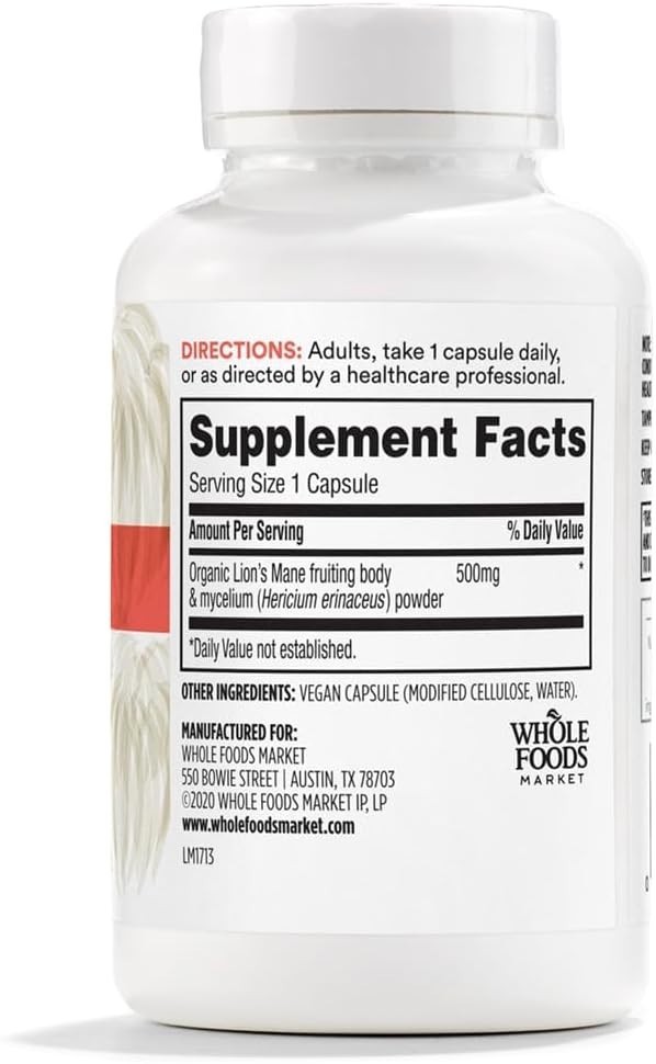 Enhance Cognitive Function with 90 Capsules of Lion’s Mane Mushroom 500mcg