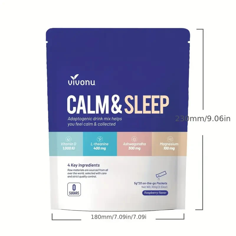 Calm Sleep Powder Drink Mix Raspberry | L-Theanine, Ashwagandha, Magnesium