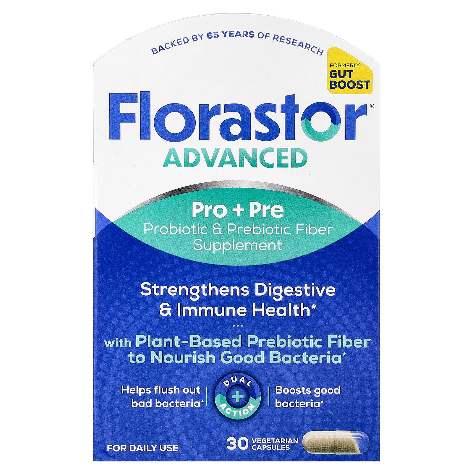 2 X Florastor, Advanced, Pro + Pre, 30 Vegetarian Capsules