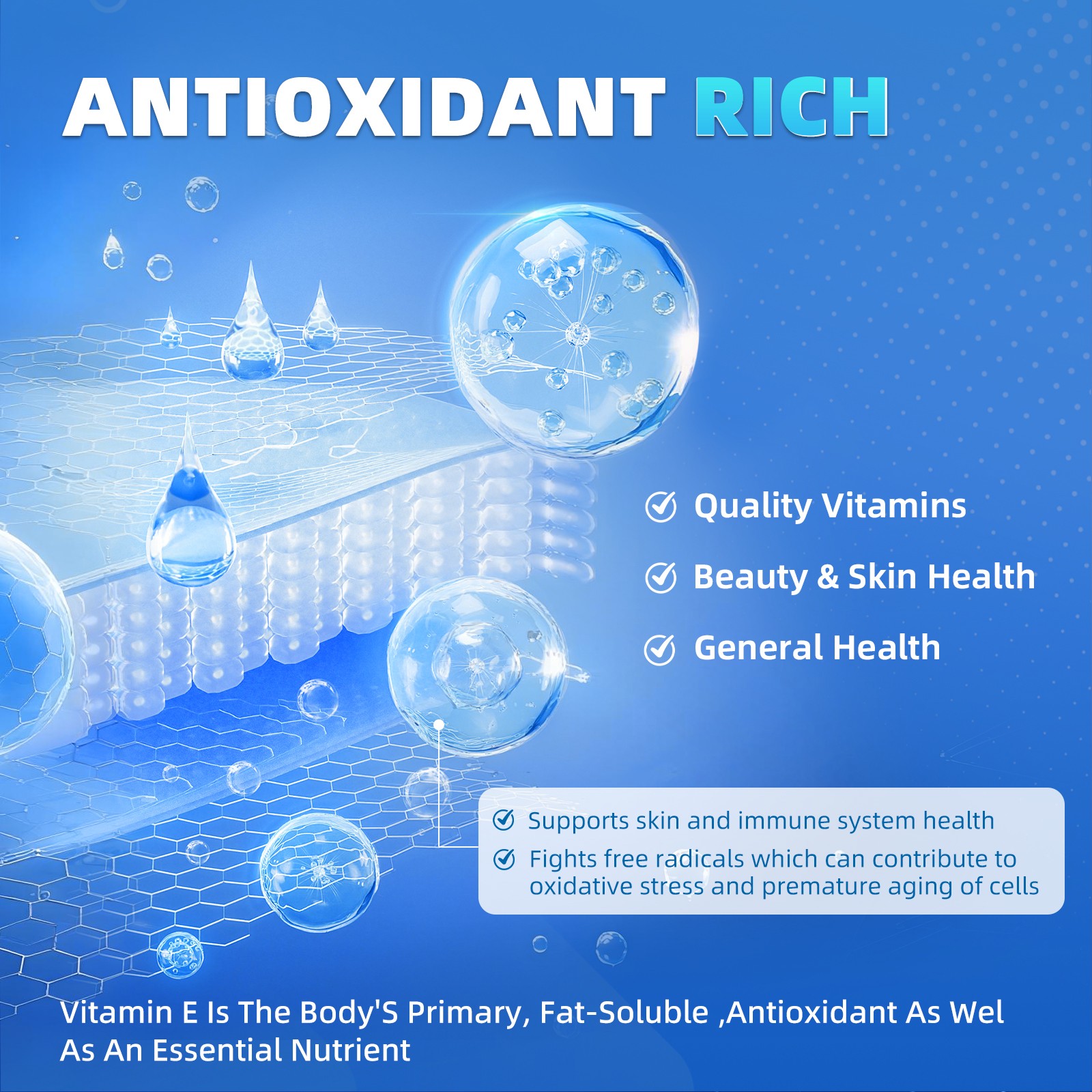 Vitamin E 1000 Iu 670mg Capsules – Supports Skin, Hair, Immune and Eye Health