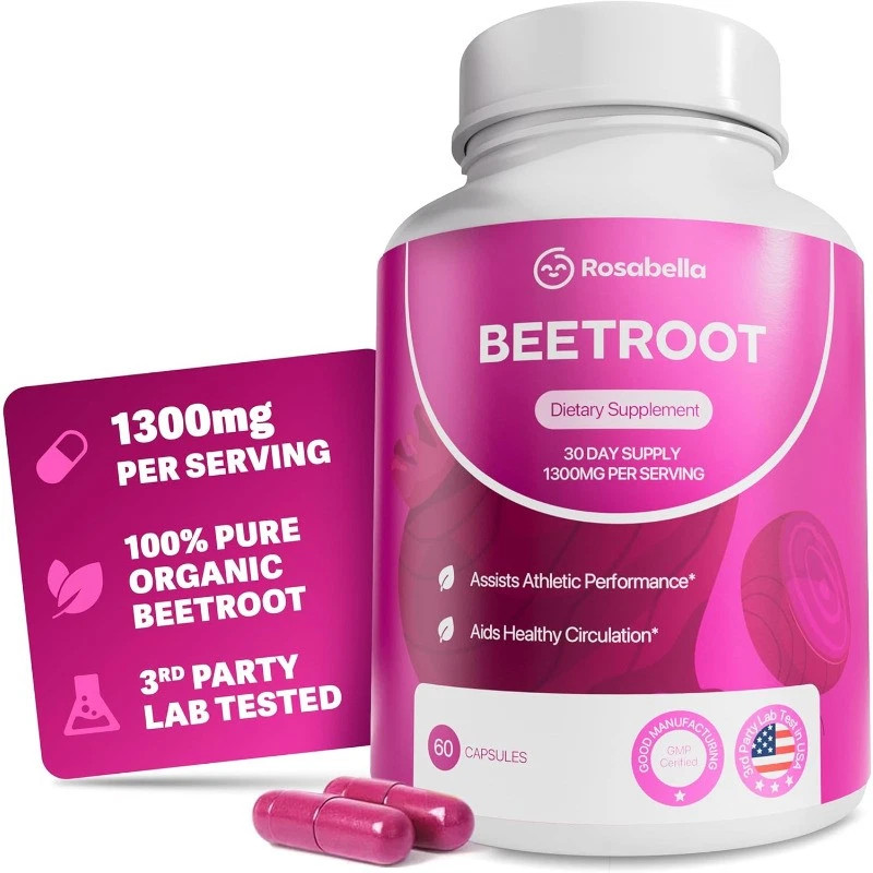 Rosabella Organic Beet Root Capsules for Circulation and Vitality Support60ct