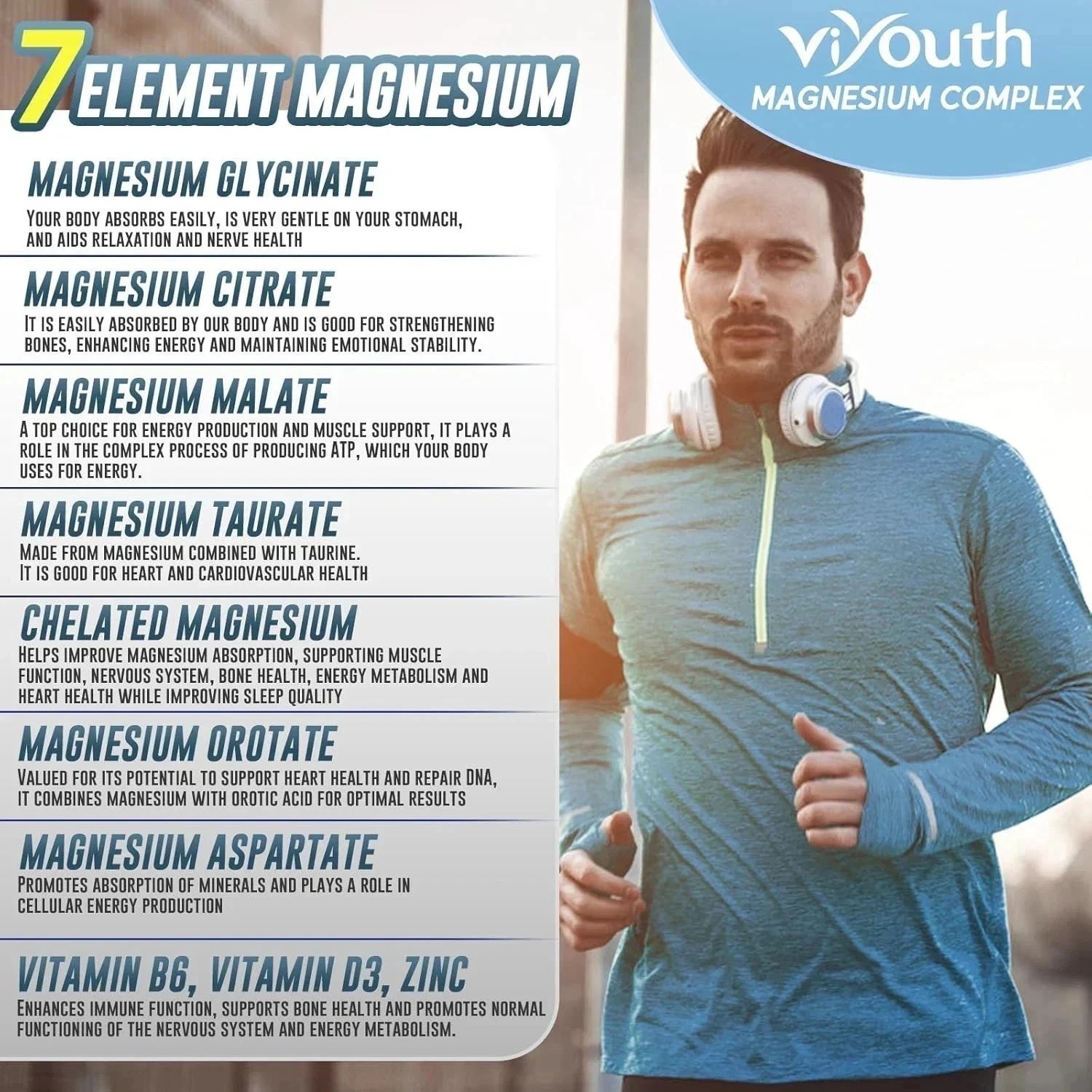 Magnesium 7 Complex Supplement Advanced | Sleep, Muscle & Nerve Support, 60 Caps