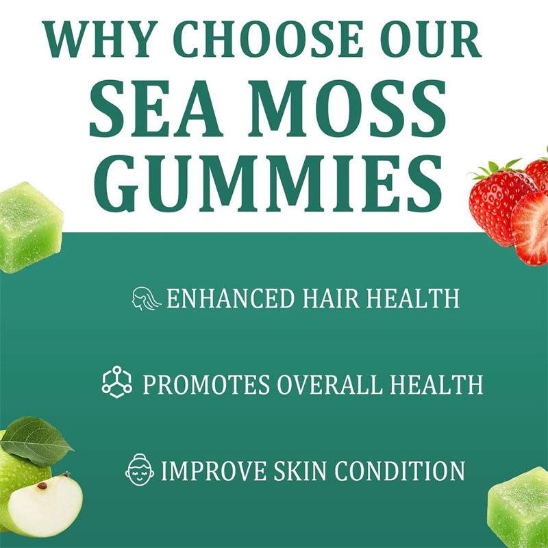 16 Organic 1 | Sea Moss Gummy Extract Irishmoss in 6000Mg | Green Apple Flavor